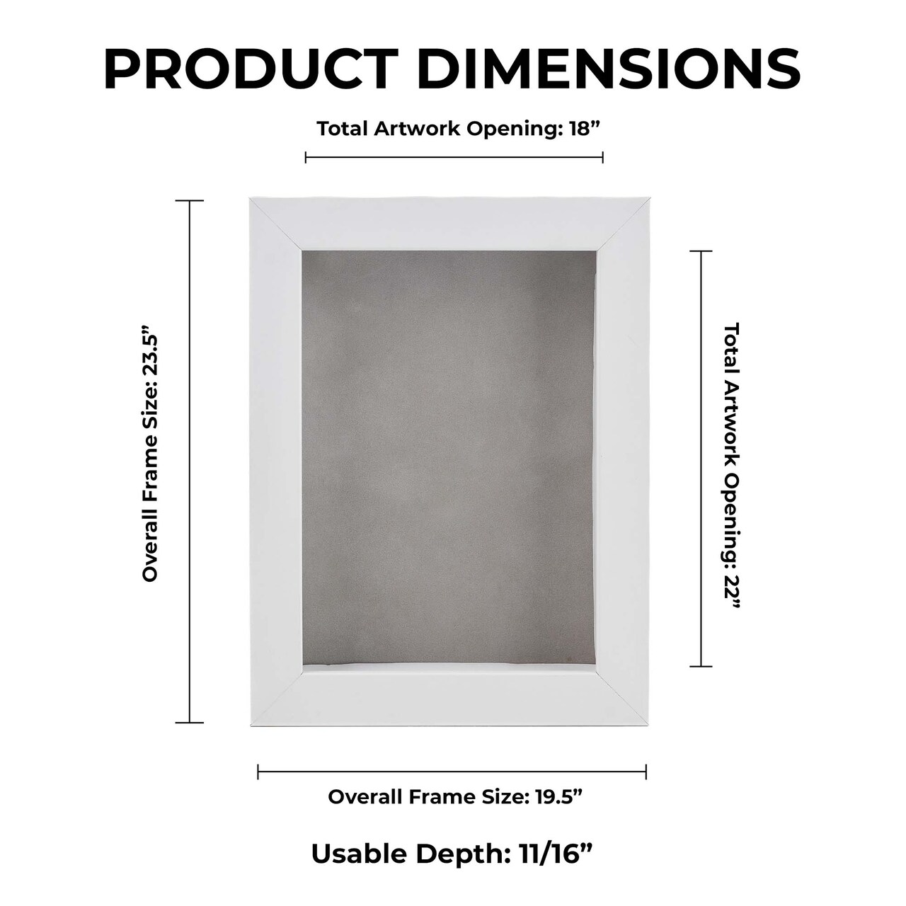 Classic White Wood Shadown Box Frame with Acrylic Front - Light Brown Suede Backing, 30 Sizes